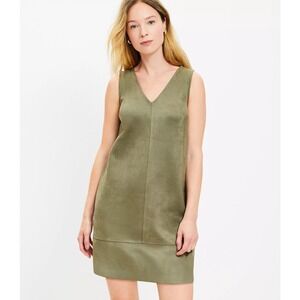 Loft Faux Suede Mini Shift Dress - Army Fatigue - NWT